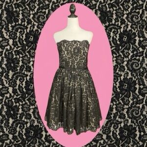 Robert Rodriguez Neiman Marcus Target Black Lace Bow Strapless Dress Size 10